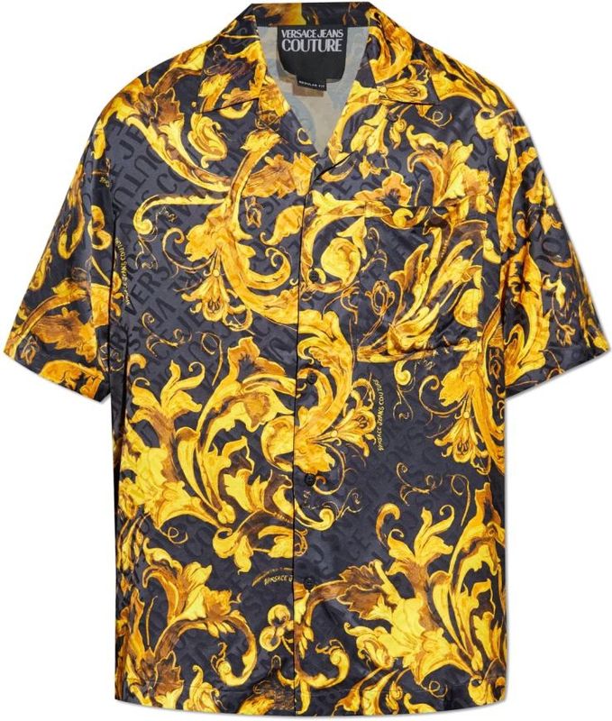 Versace Jeans Couture - Overhemd - Geel - Satijn - Gestreept