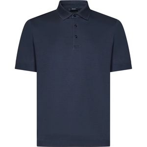Herno - Polo Shirt - Blauw - Katoen Piqué
