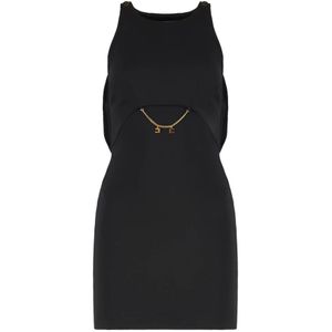 Elisabetta Franchi, Dames, Jurken, Zwart, Maat: XS Leer,