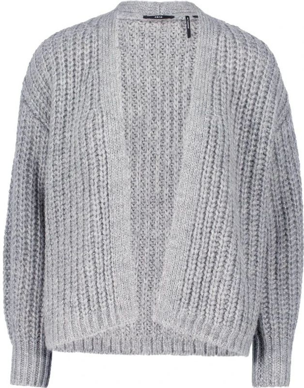 zero - Gebreid Vest - Grijs Gemêleerd - Normale Pasvorm - Lange Mouw