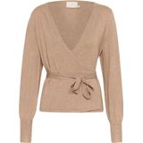 Kaffe - Kaanno Astrid Wrap Cardigan - Wikkelvest - Bruin - V-hals - Lange Mouwen