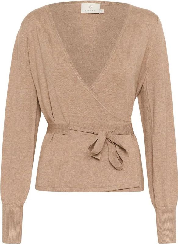 Kaffe - Kaanno Astrid Wrap Cardigan - Wikkelvest - Bruin - V-hals - Lange Mouwen