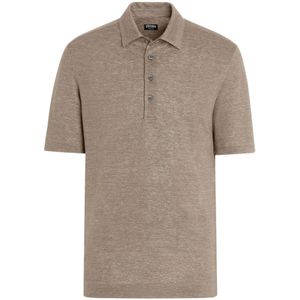 Zegna, Heren, Tops, Beige, Maat: XL Linnen,