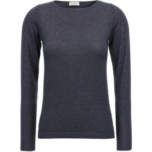 Brunello Cucinelli, Dames, Truien, Blauw, Maat: L Zijde,