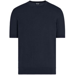 Zegna, Heren, Tops, Blauw, Maat: L Katoen,