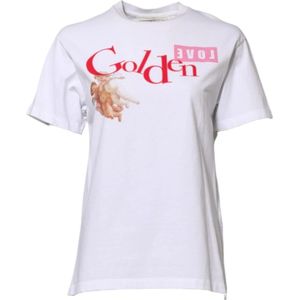 Golden Goose Deluxe Brand - T-shirt - Wit - Ronde Hals - Katoen - Met Logo Details