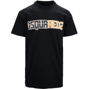 Dsquared2, Heren, Tops, Zwart, Maat: S Katoen,