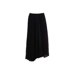 Balenciaga Zwarte Georgette Plissé Midi Rok , Black , Dames , Maat: XS