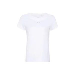 Pinko Witte Love Birds Geborduurd T-shirt , White , Dames , Maat: M