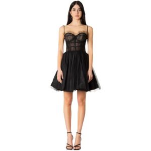 19:13 Dresscode, Dames, Jurken, Zwart, Maat: M Tweed,