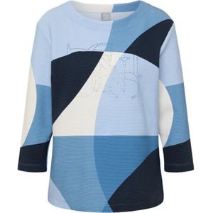 Rabe - Shirt - Lichtblauw - 3/4 Mouwen - All-over Print - Glinstersteentjes