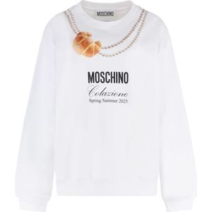 Moschino, Dames, Sweatshirts & Hoodies, Wit, Maat: S Katoen,