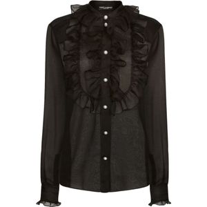 Dolce & Gabbana, Dames, Blouses & Shirts, Zwart, Maat: S Zijde,