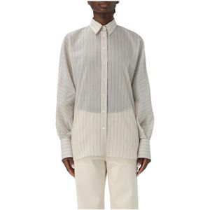 Brunello Cucinelli, Dames, Blouses & Shirts, Beige, Maat: S Zijde,