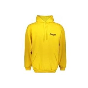 Balenciaga Logo Print Katoenen Hoodie , Yellow , Dames , Maat: S