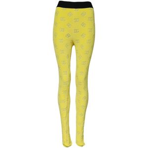 Dolce & Gabbana, Dames, Broeken, Geel, Maat: XS Katoen,