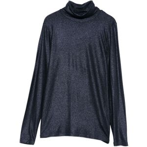 Majestic Filatures - Vesten - Blauw - Navy Blue Roll Neck Sweater