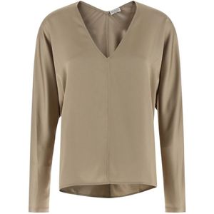Brunello Cucinelli, Dames, Blouses & Shirts, Beige, Maat: S Zijde,