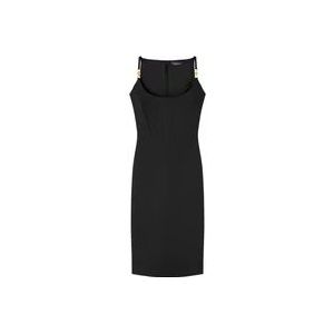 Versace Zwarte mouwloze jurk met Medusa 95 hardware , Black , Dames , Maat: S