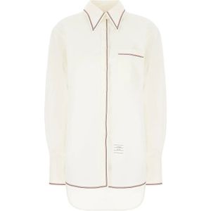 Thom Browne, Dames, Blouses & Shirts, Wit, Maat: M Katoen,