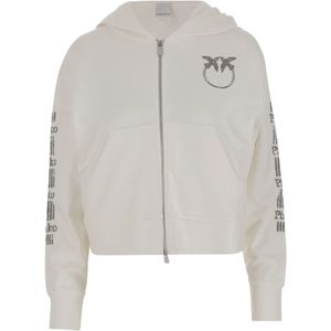 Pinko, Dames, Sweatshirts & Hoodies, Wit, Maat: M Katoen,