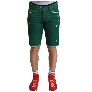 Dolce & Gabbana - Korte Broeken - Groen - Denim Bermuda Shorts