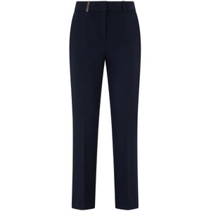 Peserico, Dames, Broeken, Blauw, Maat: 2XS Katoen,