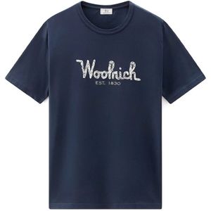 Woolrich, Heren, Tops, Blauw, Maat: XL Katoen,
