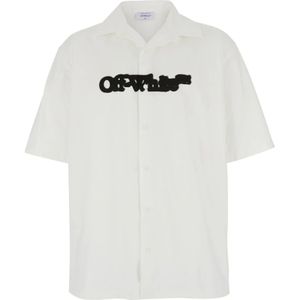 Off White, Heren, Overhemden, Wit, Maat: L Katoen,