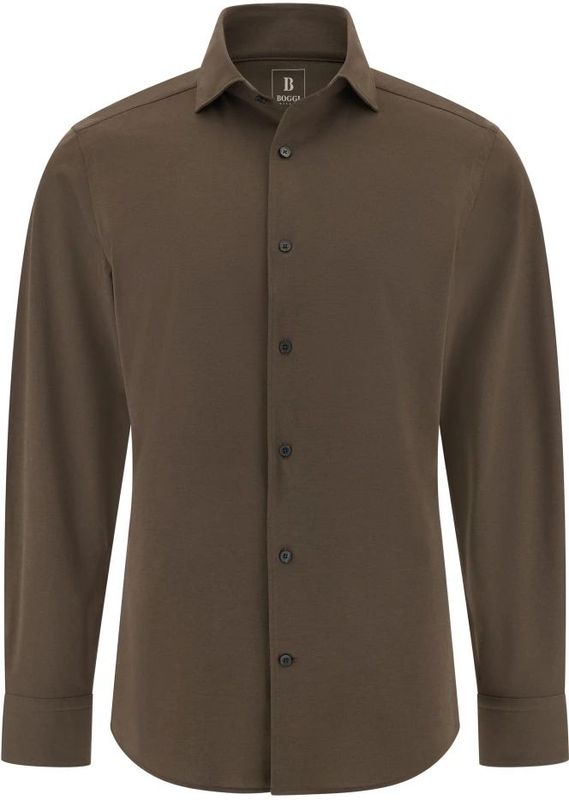 Boggi Milano - Overhemden - Bruin - Jersey