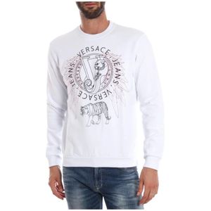 Versace Jeans Couture, Heren, Sweatshirts & Hoodies, Wit, Maat: M Fleece,