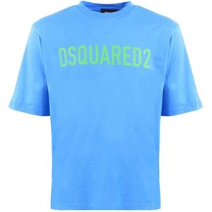 Dsquared2, Heren, Tops, Blauw, Maat: S