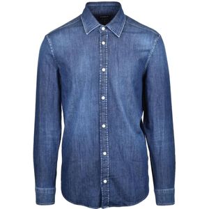 Dondup, Heren, Overhemden, Blauw, Maat: M Katoen,