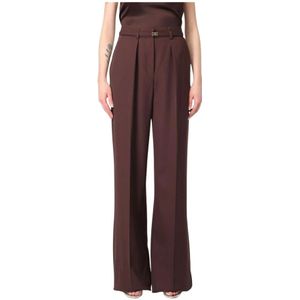 Elisabetta Franchi, Dames, Broeken, Bruin, Maat: XS Leer,