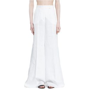 Max Mara, Dames, Broeken, Wit, Maat: 2XS Linnen,