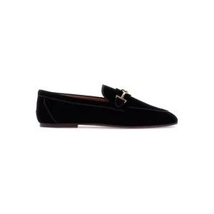 Tod's Velvet Loafers met Dubbel T-accessoire , Black , Dames , Maat: 35 EU