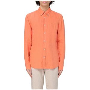 Hugo, Heren, Overhemden, Oranje, Maat: S Linnen,