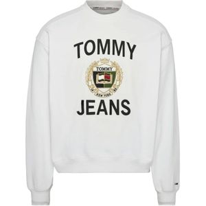 Tommy Jeans, Heren, Sweatshirts & Hoodies, Wit, Maat: S Katoen,