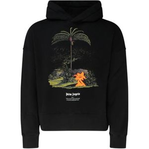 Palm Angels, Heren, Sweatshirts & Hoodies, Zwart, Maat: S Katoen,