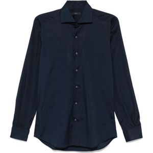 Fay, Heren, Overhemden, Blauw, Maat: S Katoen,