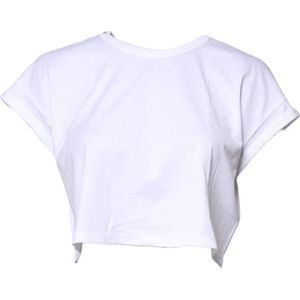 Dolce Gabbana - Short Sleeves Crew Neck Cropped Top - Wit - 100% Katoen