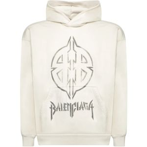 Balenciaga, Heren, Sweatshirts & Hoodies, Beige, Maat: S Katoen,