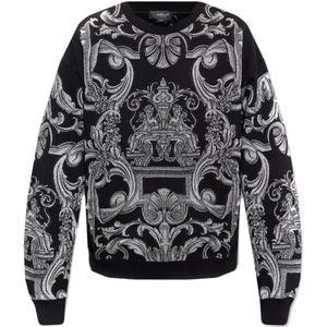Versace, Heren, Sweatshirts & Hoodies, Zwart, Maat: XL Katoen,