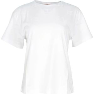 Twinset, Dames, Tops, Wit, Maat: L Katoen,
