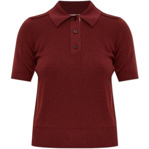 Burberry - Wool Polo Shirt - Bordeauxrood - Dames - Poloshirt