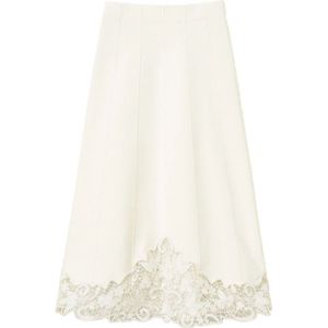 Twinset, Dames, Rokken, Wit, Maat: M Viscose,