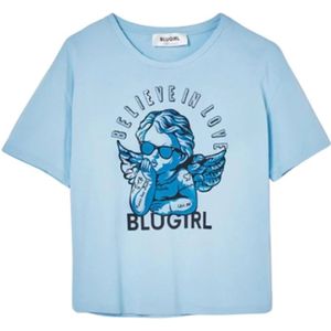 Blugirl, Dames, Tops, Blauw, Maat: 2XS Katoen,