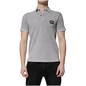 Dolce & Gabbana - Polo T-shirt - Grijs - Katoen - Korte Mouwen