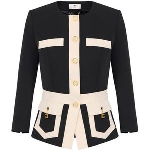 Elisabetta Franchi, Dames, Jassen, Zwart, Maat: XS Leer,