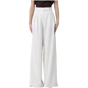 Max Mara, Dames, Broeken, Wit, Maat: L Linnen,